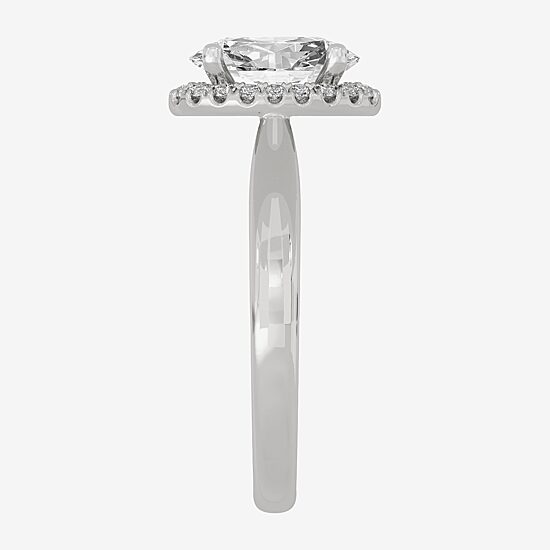 (H-I / Si1-Si2) Womens 2 1/4 CT. T.W. Lab Grown White Diamond 10K Gold Oval Halo Engagement Ring