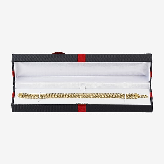 Womens 10K Gold Hollow Link Chain Bracelet