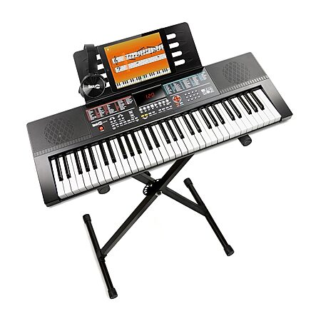 RockJam 61 Kybrd Piano Kit w/Stand Hdphne RJ640-XS, Color: Black