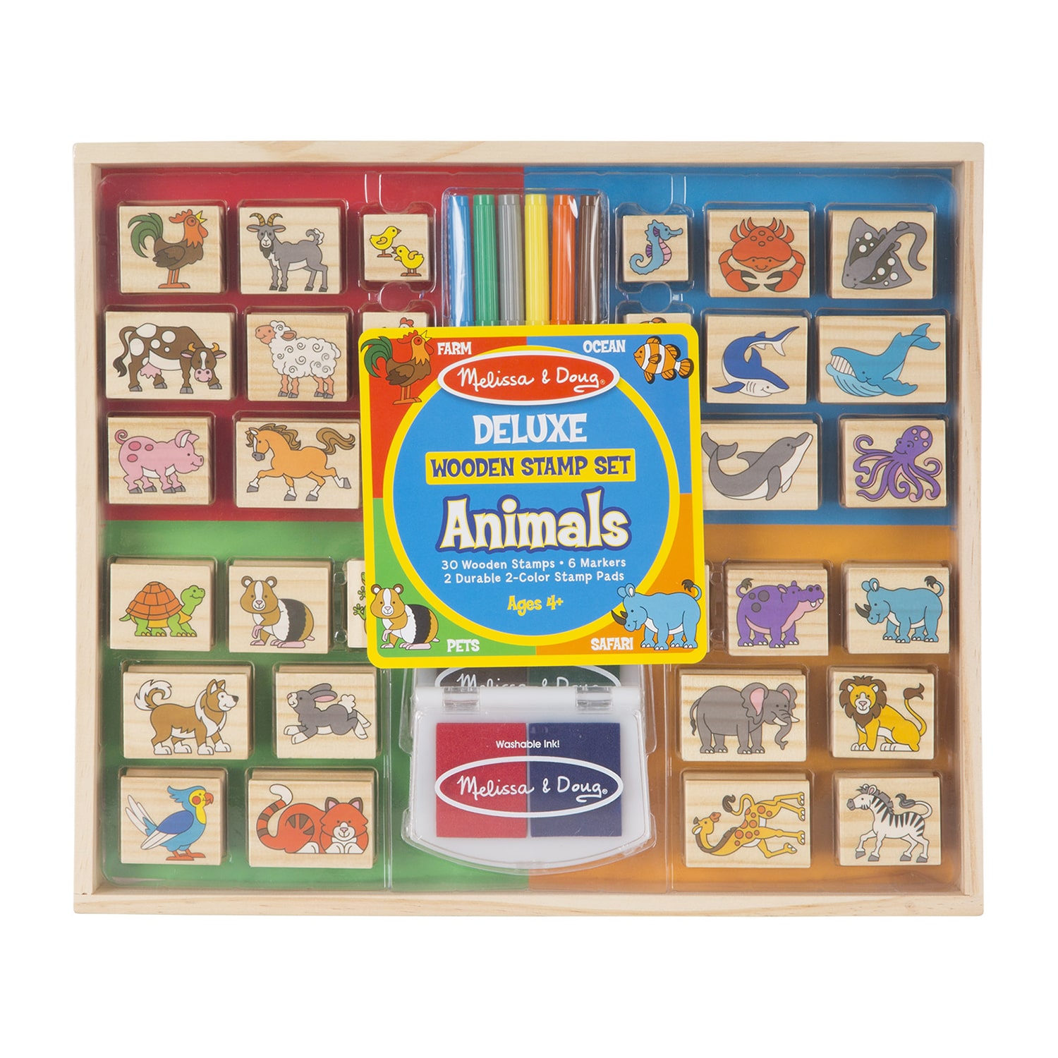 Melissa & Doug Deluxe Wooden Stamp Set - Animals Art Set