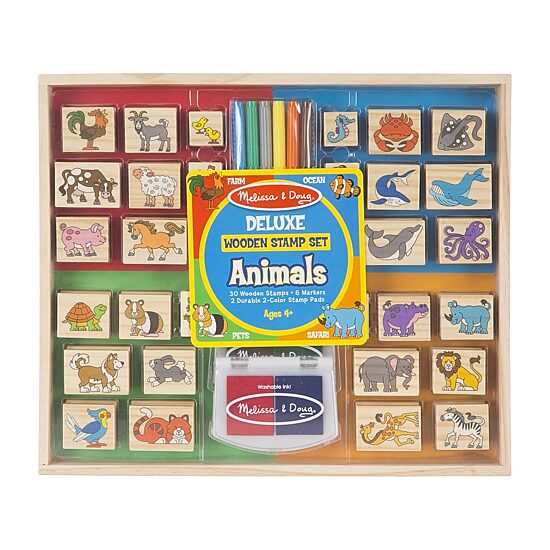 Melissa & Doug Deluxe Wooden Stamp Set - Animals Art Set