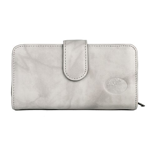 Julia Buxton Heiress Leather Checkbook Womens Rfid Blocking Checkbook Wallet In Gray