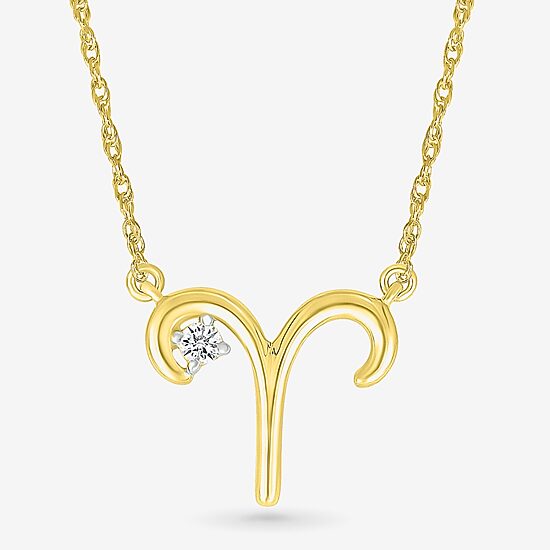 Unisex Adult Diamond Accent Natural White Diamond 10K Gold 17 1/2 Inch Pendant Necklace