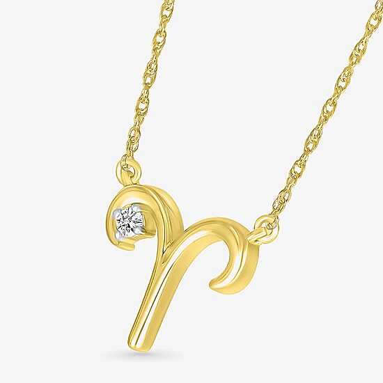 Unisex Adult Diamond Accent Natural White Diamond 10K Gold 17 1/2 Inch Pendant Necklace