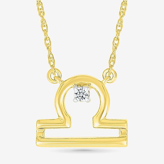Unisex Adult Diamond Accent Natural White Diamond 10K Gold 17 1/2 Inch Pendant Necklace