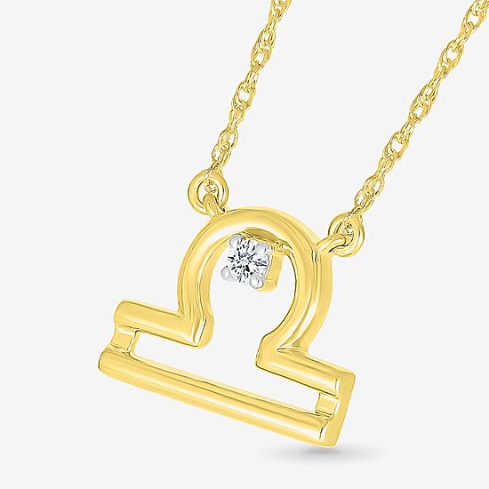 Unisex Adult Diamond Accent Natural White Diamond 10K Gold 17 1/2 Inch Pendant Necklace