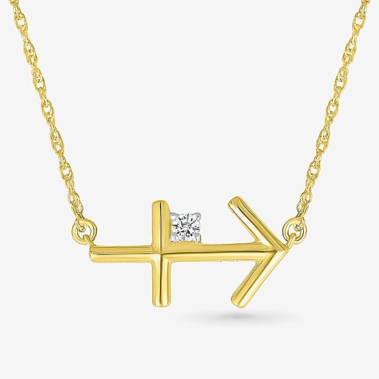 Unisex Adult Diamond Accent Natural White Diamond 10K Gold 17 1/2 Inch Pendant Necklace