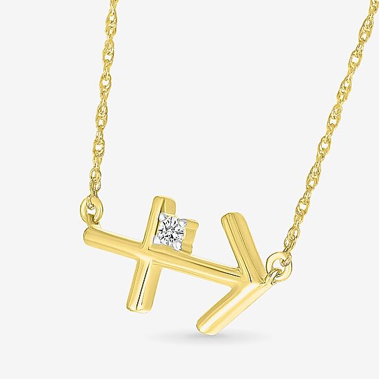Unisex Adult Diamond Accent Natural White Diamond 10K Gold 17 1/2 Inch Pendant Necklace