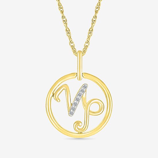 Womens Diamond Accent Natural White Diamond 14K Gold 18 Inch Pendant Necklace