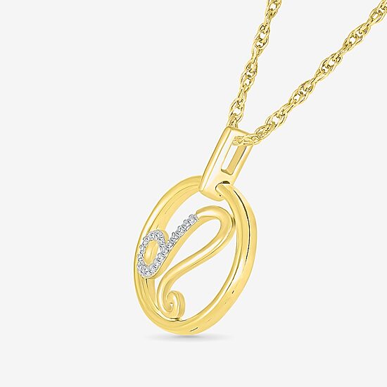 Womens Diamond Accent Natural White Diamond 14K Gold 18 Inch Pendant Necklace