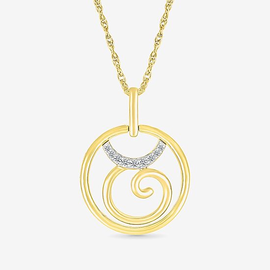 Womens Diamond Accent Natural White Diamond 14K Gold 18 Inch Pendant Necklace