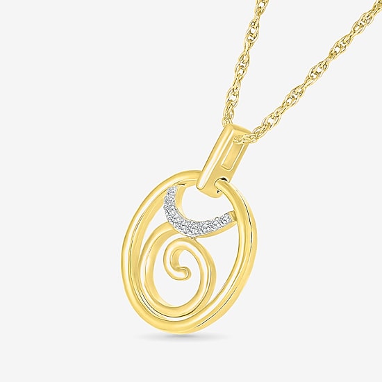 Womens Diamond Accent Natural White Diamond 14K Gold 18 Inch Pendant Necklace