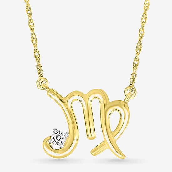 Unisex Adult Diamond Accent Natural White Diamond 10K Gold 17 1/2 Inch Pendant Necklace