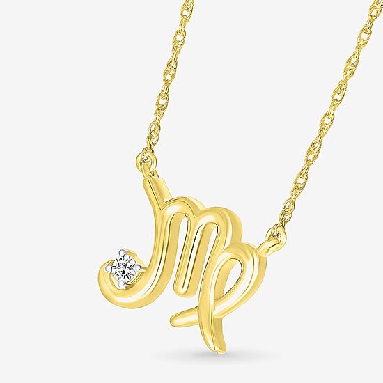 Unisex Adult Diamond Accent Natural White Diamond 10K Gold 17 1/2 Inch Pendant Necklace