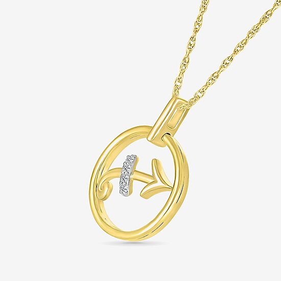 Womens Diamond Accent Natural White Diamond 14K Gold 18 Inch Pendant Necklace