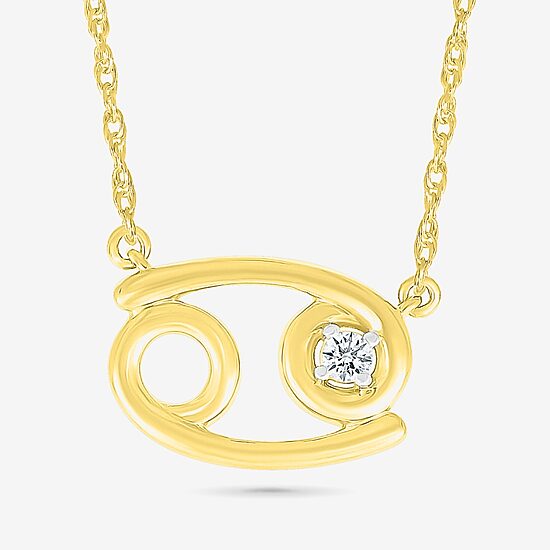 Unisex Adult Diamond Accent Natural White Diamond 10K Gold 17 1/2 Inch Pendant Necklace