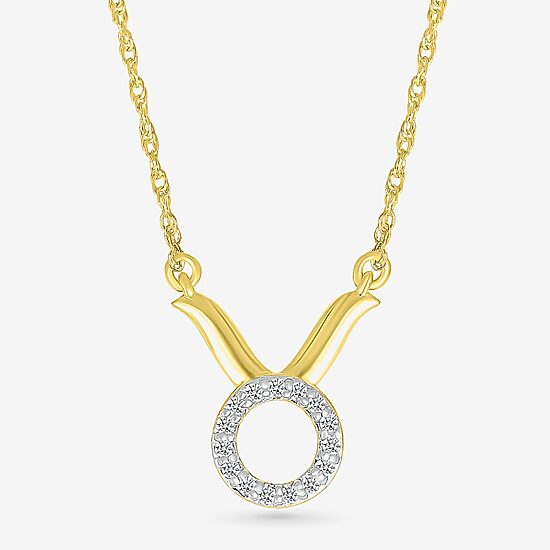 Womens Diamond Accent Natural White Diamond 10K Gold 17 1/2 Inch Pendant Necklace