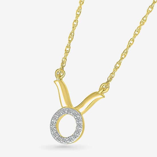 Womens Diamond Accent Natural White Diamond 10K Gold 17 1/2 Inch Pendant Necklace