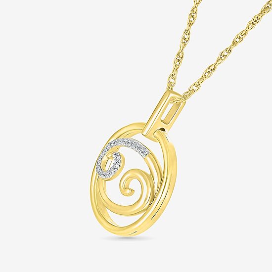 Womens Diamond Accent Natural White Diamond 14K Gold 18 Inch Pendant Necklace