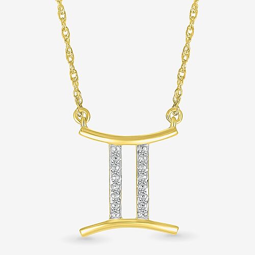 Unisex Adult Diamond Accent Natural White Diamond 10K Gold 17 1/2 Inch Pendant Necklace, One Size
