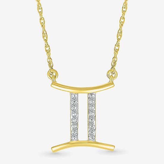 Unisex Adult Diamond Accent Natural White Diamond 10K Gold 17 1/2 Inch Pendant Necklace