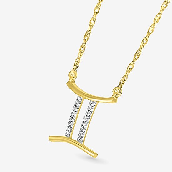 Unisex Adult Diamond Accent Natural White Diamond 10K Gold 17 1/2 Inch Pendant Necklace