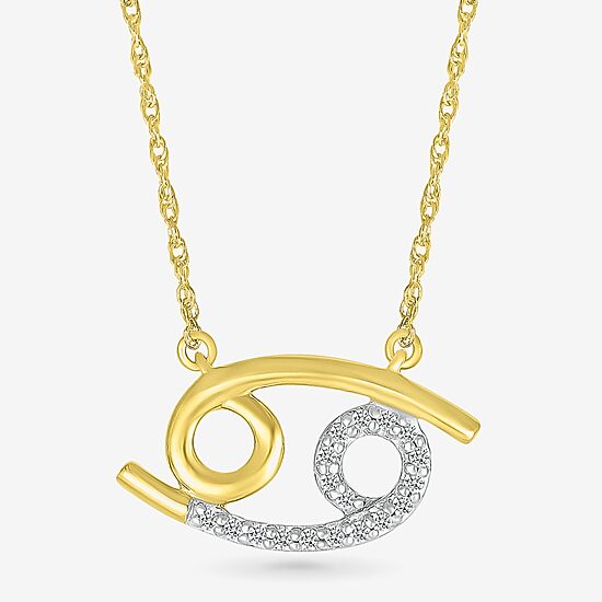 Unisex Adult Diamond Accent Natural White Diamond 10K Gold 17 1/2 Inch Pendant Necklace