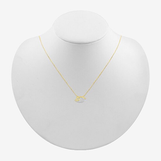 Unisex Adult Diamond Accent Natural White Diamond 10K Gold 17 1/2 Inch Pendant Necklace
