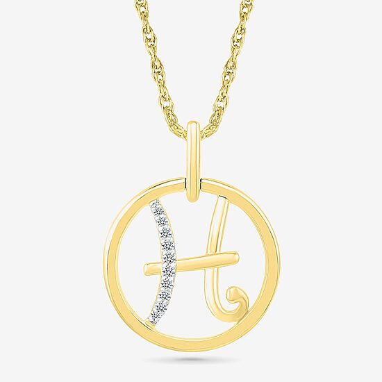 Womens Diamond Accent Natural White Diamond 10K Gold 18 Inch Pendant Necklace