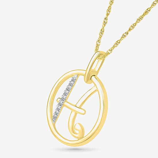 Womens Diamond Accent Natural White Diamond 10K Gold 18 Inch Pendant Necklace