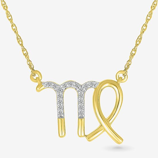 Unisex Adult Diamond Accent Natural White Diamond 10K Gold 17 1/2 Inch Pendant Necklace