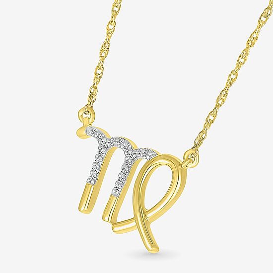 Unisex Adult Diamond Accent Natural White Diamond 10K Gold 17 1/2 Inch Pendant Necklace