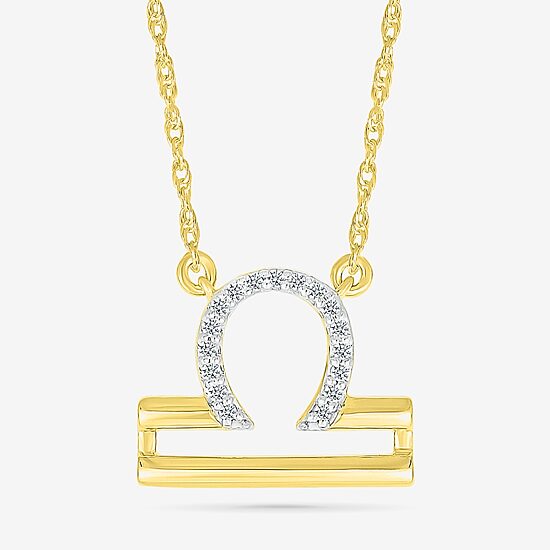 Unisex Adult Diamond Accent Natural White Diamond 10K Gold 17 1/2 Inch Pendant Necklace