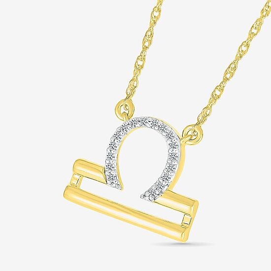 Unisex Adult Diamond Accent Natural White Diamond 10K Gold 17 1/2 Inch Pendant Necklace