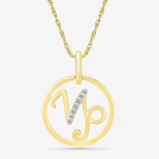 Womens Diamond Accent Natural White Diamond 10K Gold 18 Inch Pendant Necklace