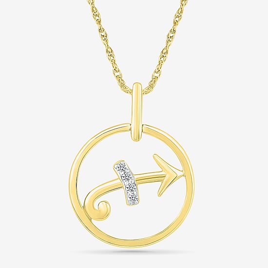 Womens Diamond Accent Natural White Diamond 10K Gold 18 Inch Pendant Necklace