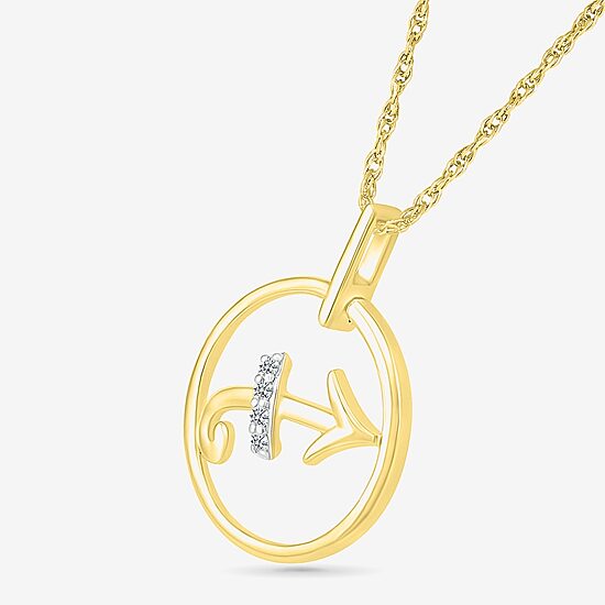 Womens Diamond Accent Natural White Diamond 10K Gold 18 Inch Pendant Necklace