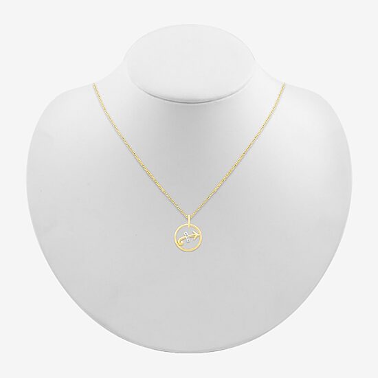 Womens Diamond Accent Natural White Diamond 10K Gold 18 Inch Pendant Necklace