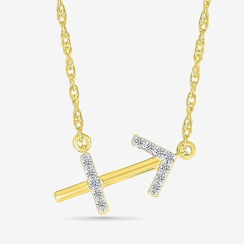 Unisex Adult Diamond Accent Natural White Diamond 10K Gold 17 1/2 Inch Pendant Necklace, One Size