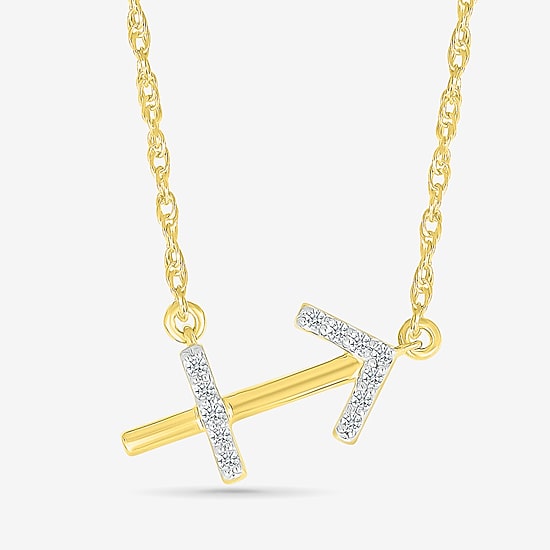 Unisex Adult Diamond Accent Natural White Diamond 10K Gold 17 1/2 Inch Pendant Necklace