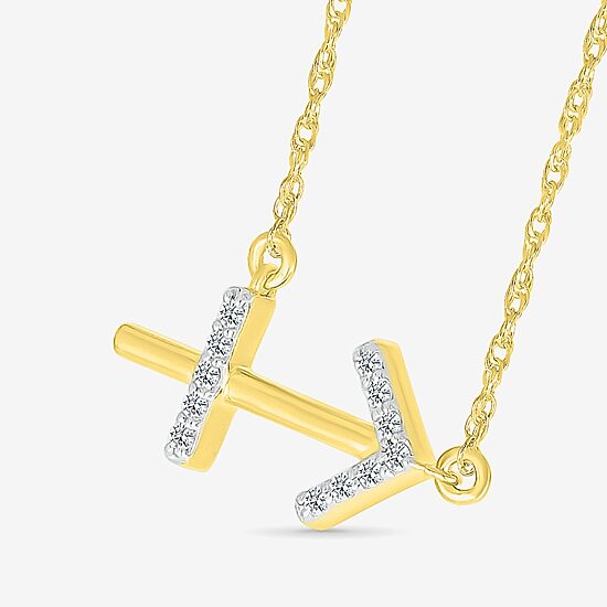 Unisex Adult Diamond Accent Natural White Diamond 10K Gold 17 1/2 Inch Pendant Necklace