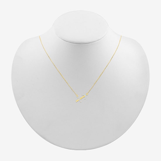 Unisex Adult Diamond Accent Natural White Diamond 10K Gold 17 1/2 Inch Pendant Necklace