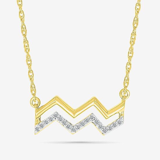 Unisex Adult Diamond Accent Natural White Diamond 10K Gold 17 1/2 Inch Pendant Necklace