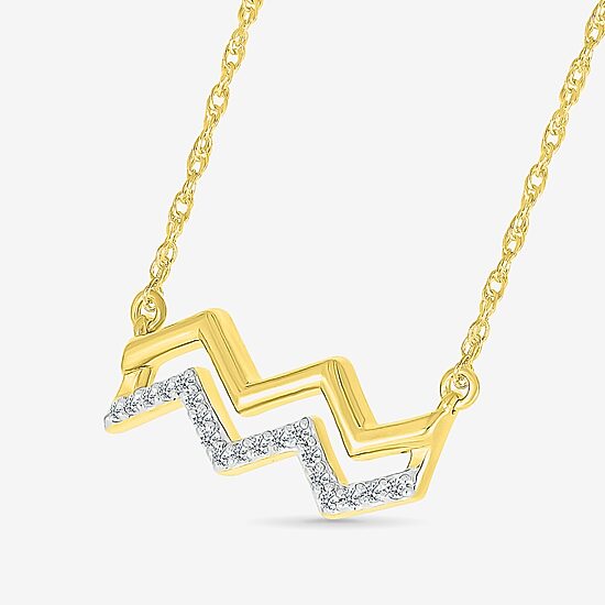Unisex Adult Diamond Accent Natural White Diamond 10K Gold 17 1/2 Inch Pendant Necklace