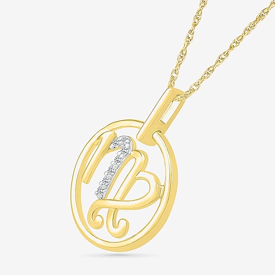 Womens Diamond Accent Natural White Diamond 10K Gold 18 Inch Pendant Necklace