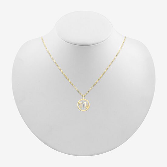 Womens Diamond Accent Natural White Diamond 10K Gold 18 Inch Pendant Necklace