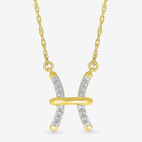Unisex Adult Diamond Accent Natural White Diamond 10K Gold 17 1/2 Inch Pendant Necklace