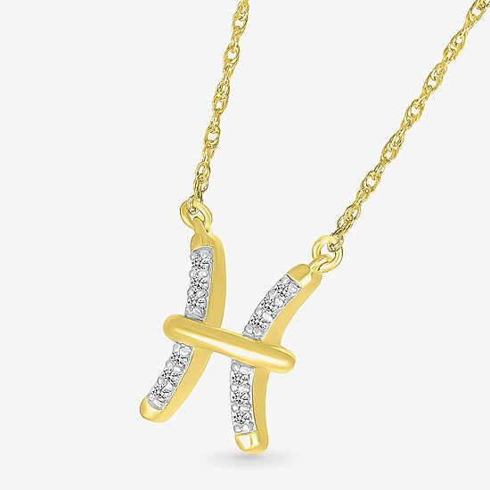 Unisex Adult Diamond Accent Natural White Diamond 10K Gold 17 1/2 Inch Pendant Necklace