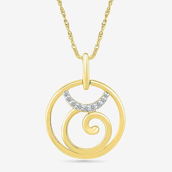Womens Diamond Accent Natural White Diamond 10K Gold 18 Inch Pendant Necklace