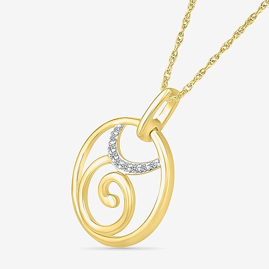 Womens Diamond Accent Natural White Diamond 10K Gold 18 Inch Pendant Necklace